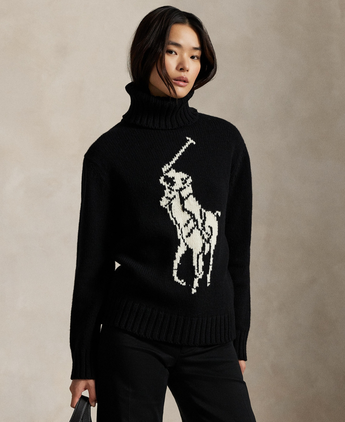 Polo Ralph Lauren Women's Turtle Neck Sweater - Polo Black/authentic Cream | Macy's