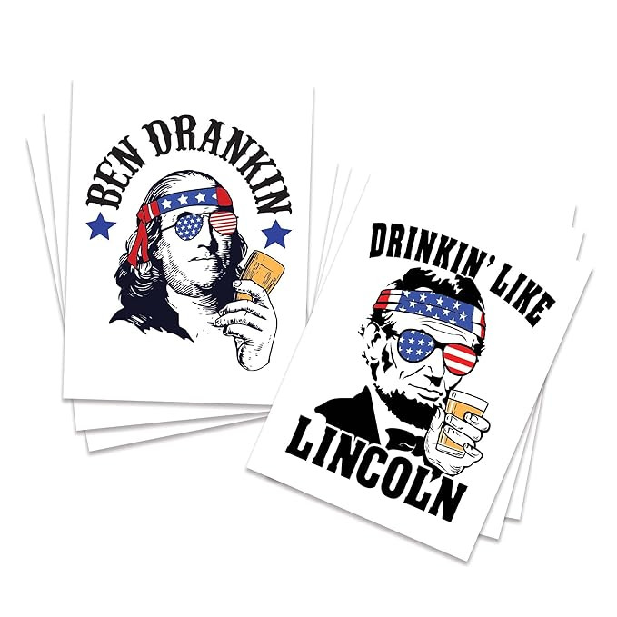 FashionTats July 4th Funny American Patriotic Temporary Tattoos | Pack of 6 | MADE IN THE USA | S... | Amazon (US)