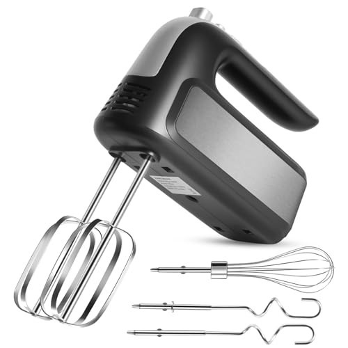 5-Speed 400W Hand Mixer Electric Handheld - Ultra-Powerful Handheld Mixer with Turbo Function & Eject Button, 5 Stainless Steel Attachments for Dough, Cream, Batter, Eggs & Baking | Amazon (US)
