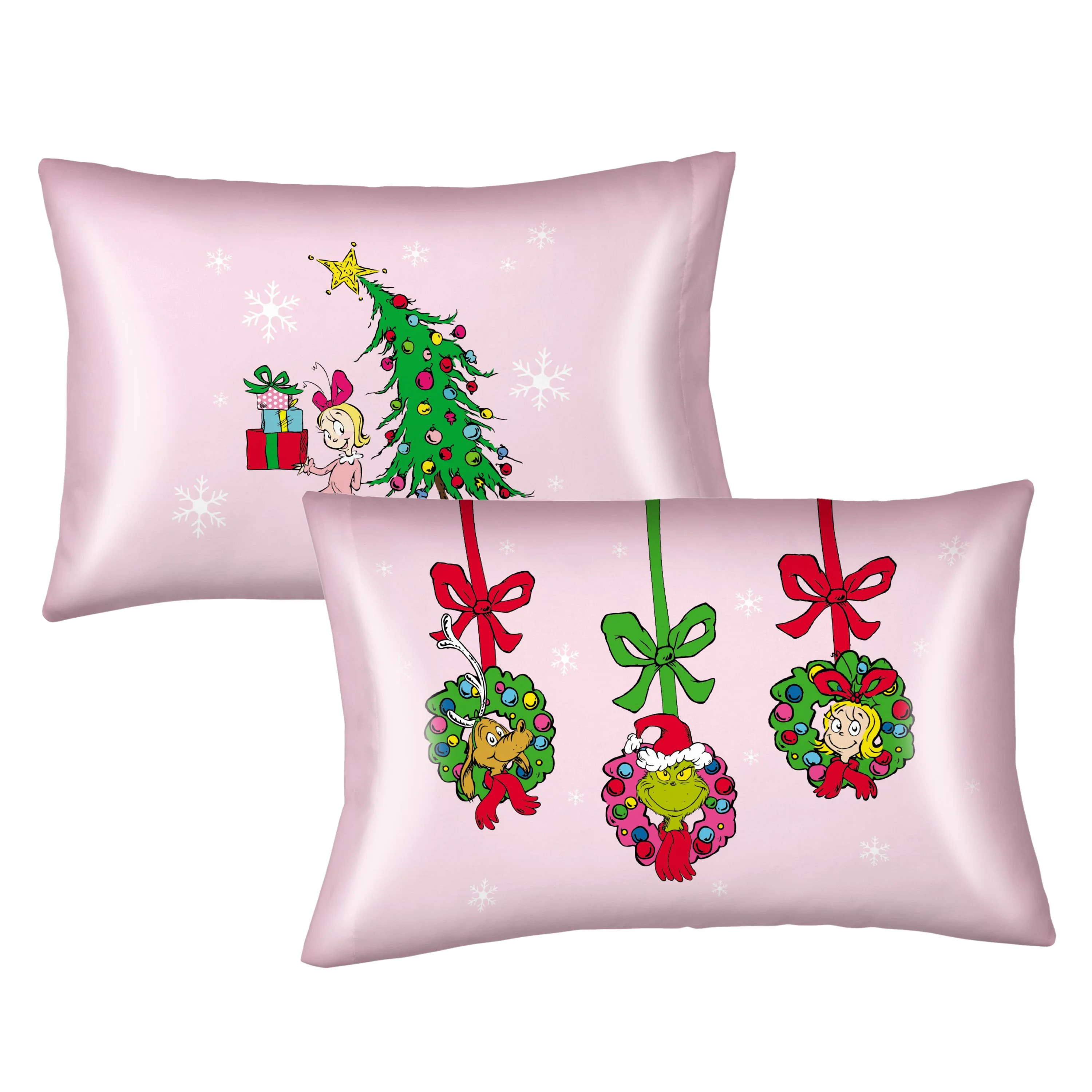 Grinch Pink Reversible Silky Satin Pillowcase, Standard Size, 1-Pack | Walmart (US)
