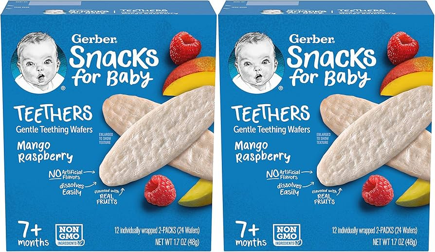 Gerber Snack for Baby Teethers, Mango Raspberry, Gentle Teething Wafers Flavored with Real Fruits... | Amazon (US)