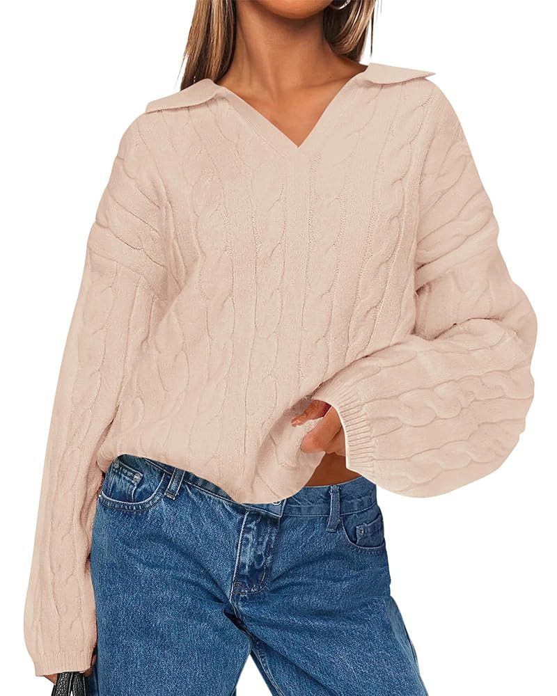 BTFBM Women's Oversized Sweaters Fall Fashion Clothes 2025 Trendy Knit Pullover Casual Long Sleev... | Amazon (US)