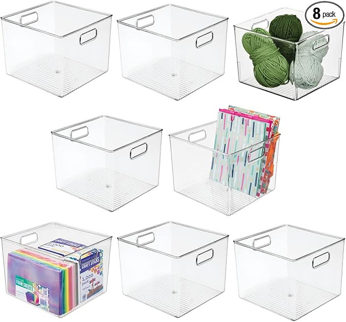mDesign Small Modern Plastic Storage Organizer Bin Basket with Handles for Craft Room Organizatio... | Amazon (US)