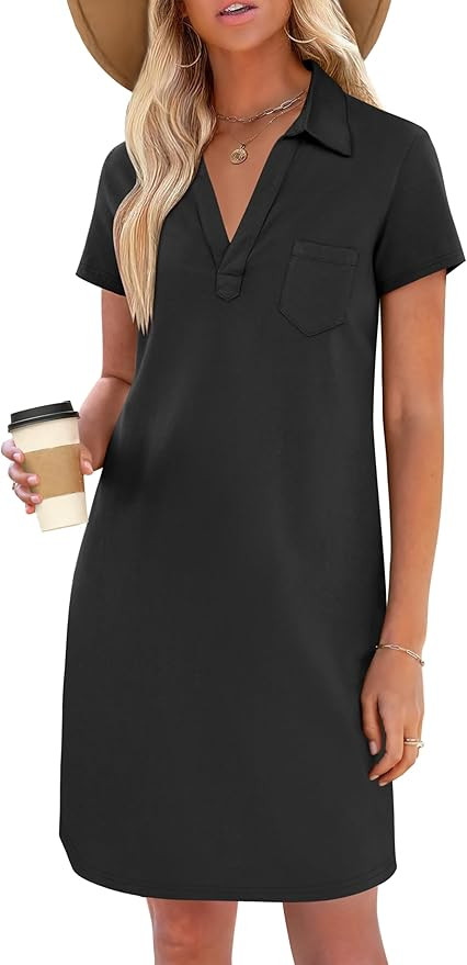 ANRABESS Womens T Shirt Dresses Summer Casual Short Sleeve V Neck Loose Shift Mini Dress 2025 Tre... | Amazon (US)