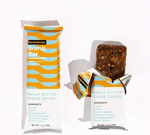 Blender Bombs Bomb Bar: Peanut Butter Cookie Dough Case (9 Bars), Plant-Based Nutrition Bar | Amazon (US)