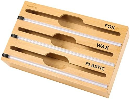 3 in 1 Wrap Dispenser with Cutter and Labels, Plastic Wrap, Aluminum Foil and Wax Paper Dispenser... | Amazon (US)