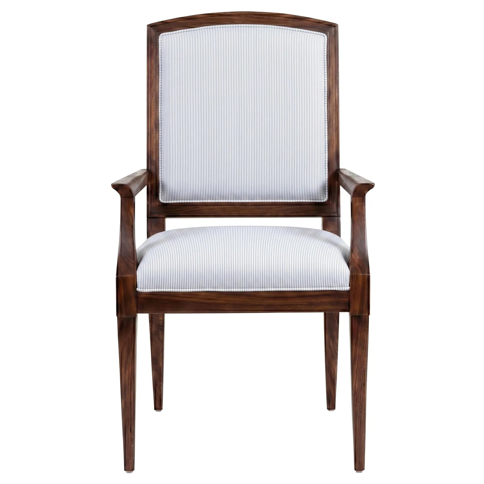 Evaline Sea Breeze Sunbrella Stripe Dining Arm Chair | Kathy Kuo Home
