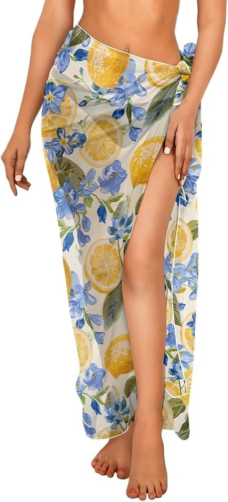 Women Sarong Swimsuit Coverups Chiffon Long Bikini Wraps Sheer Beach Bathing Suit Cover Up | Amazon (US)
