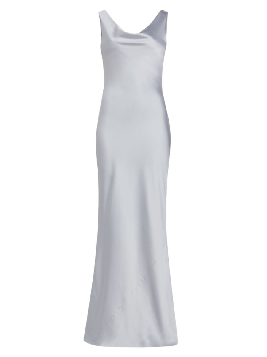 Shop Norma Kamali Satin Cowlneck Sleeveless Gown | Saks Fifth Avenue | Saks Fifth Avenue