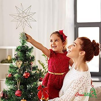 Ornativity Glitter Star Tree Topper - Christmas Sparkly Metal Wire Star Tree Top Ornament | Amazon (US)