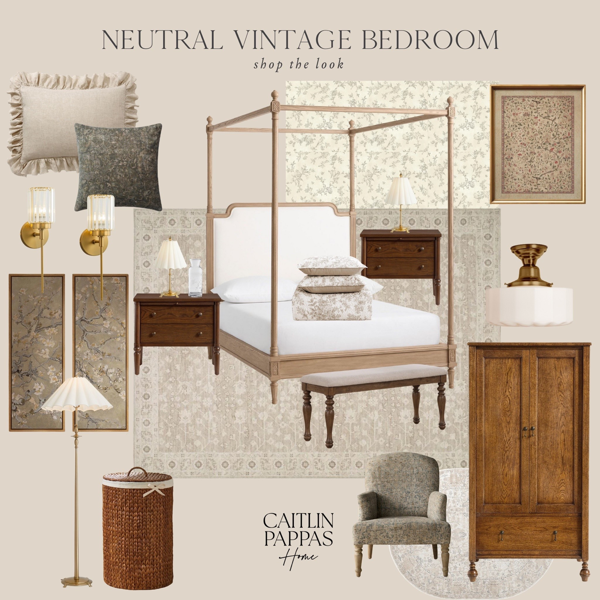 Neutral vintage bedroom 🤎 Loving these cozy bedroom finds. Traditional Home, Neutral Home Design, Guest Bedroom, Primary Bedroom, Wallpaper for Bedroom, Calming Bedroom 🤍 

#LTKFindsUnder100 #LTKHome