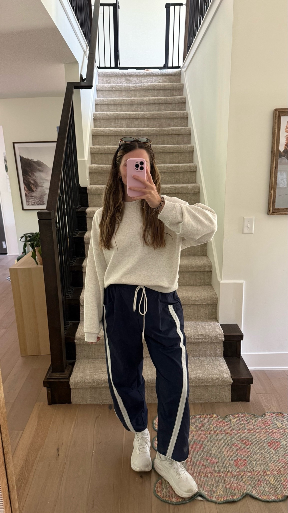 what I wore for a park date and trail walk! wearing a medium in crewneck and track pants, sized up for a little more room postpartum and love how they fit! 

Spring outfit, walking outfit, mom style

#LTKootd #LTKmomlife #LTKActive