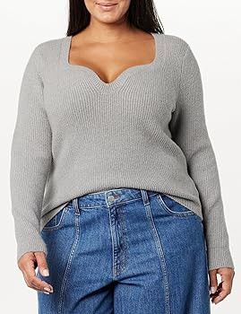 The Drop Women's Preston Ribbed Sweetheart Sweater | Amazon (US)