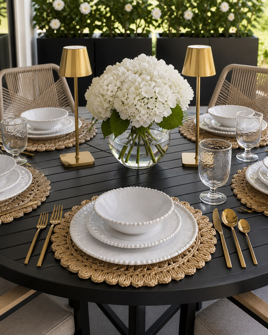 Elegant Amazon Patio Dining Finds for Summer Entertaining ✨

Follow @farmtotablecreations on Instagram for more cozy neutral home inspiration and curated Amazon finds.

This outdoor dining setup feels elevated, timeless, and so easy to recreate. From the woven rope chairs to the scalloped woven placemats, pearl-edge dinnerware, cordless gold lamps, and fresh hydrangea centerpiece — every detail gives that luxury outdoor dining look without feeling overdone. Perfect for summer dinners on the porch or patio. 🌿

#amazonhome #outdoordining #patiodecor #amazonfinds #summerdecor

outdoor dining ideas | patio table decor | amazon patio finds | woven placemats | cordless table lamps | hydrangea centerpiece | neutral outdoor decor | outdoor entertaining | patio styling | summer hosting | pearl edge dinnerware | rope dining chairs | modern farmhouse patio | european inspired decor | neutral tablescape | backyard entertaining | patio refresh | amazon decor finds | outdoor table setting | woven outdoor chairs | luxury patio style | summer tablescape | patio inspiration | black outdoor table | elegant outdoor decor

#LTKHome #LTKSaleAlert #LTKSeasonal