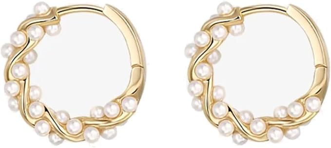 Pearl Earrings for Women Pearl Drop Earrings Gold Pearl Hoop Earrings Women Pearl Dangle Earrings... | Amazon (CA)