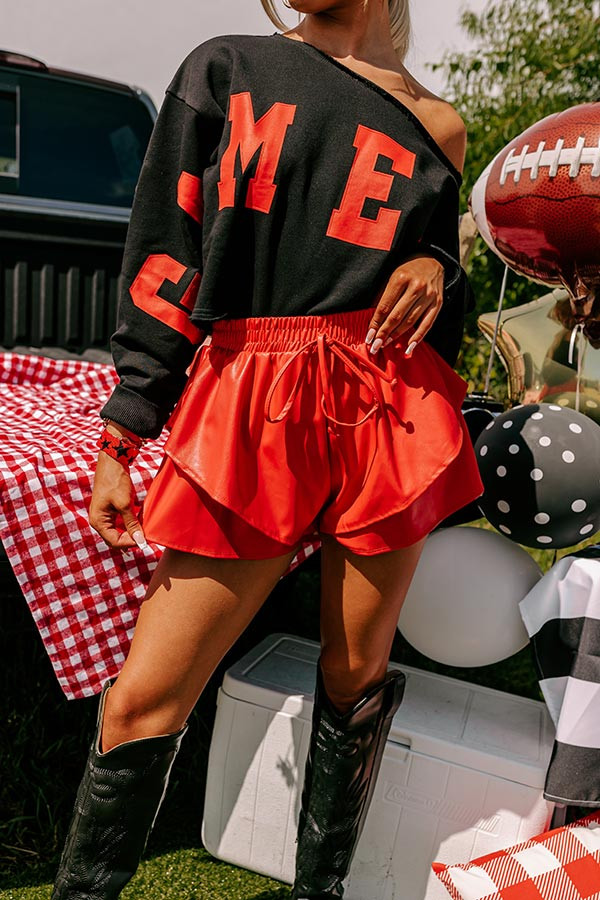 Midnight Kiss High Waist Faux Leather Shorts In Red | Impressions Online Boutique