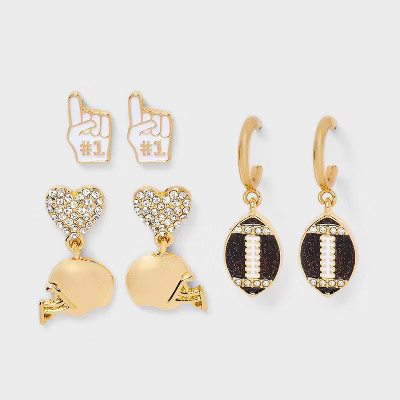 SUGARFIX by BaubleBar Game Day Gear Statement Earring Set 3pc - Gold | Target