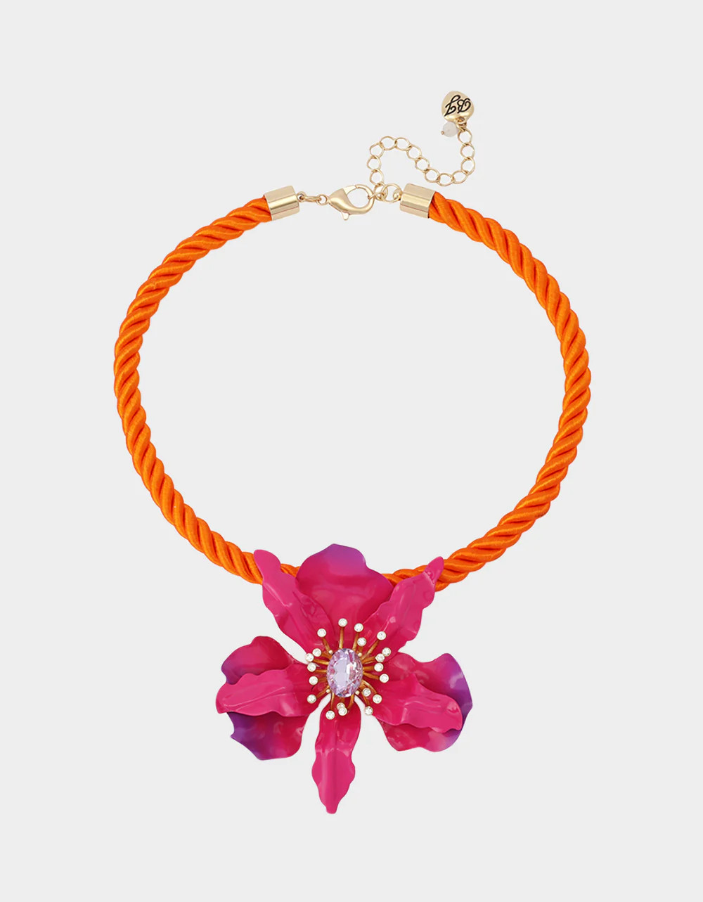 ORCHID SHORT PENDANT NECKLACE PINK Flowers Stones Women's Necklace | Betsey Johnson