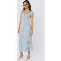 ASTR the Label | Florence Floral Puff Sleeve Maxi Dress in Blue multi floral |  Size XL | ASTR The Label (US)
