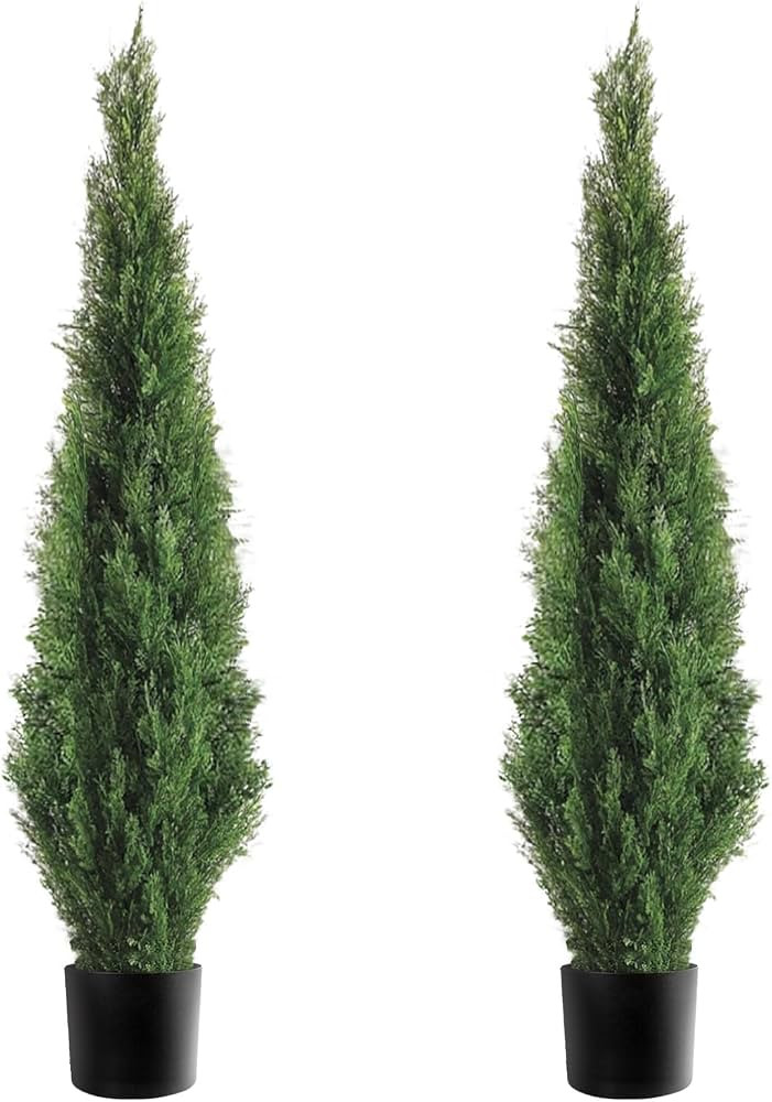 Set of 2 Pre-Potted 5 Feet Faux Cedar Tree, Lifelike UV Protected Front Door Decor, Porch, Garden... | Amazon (US)
