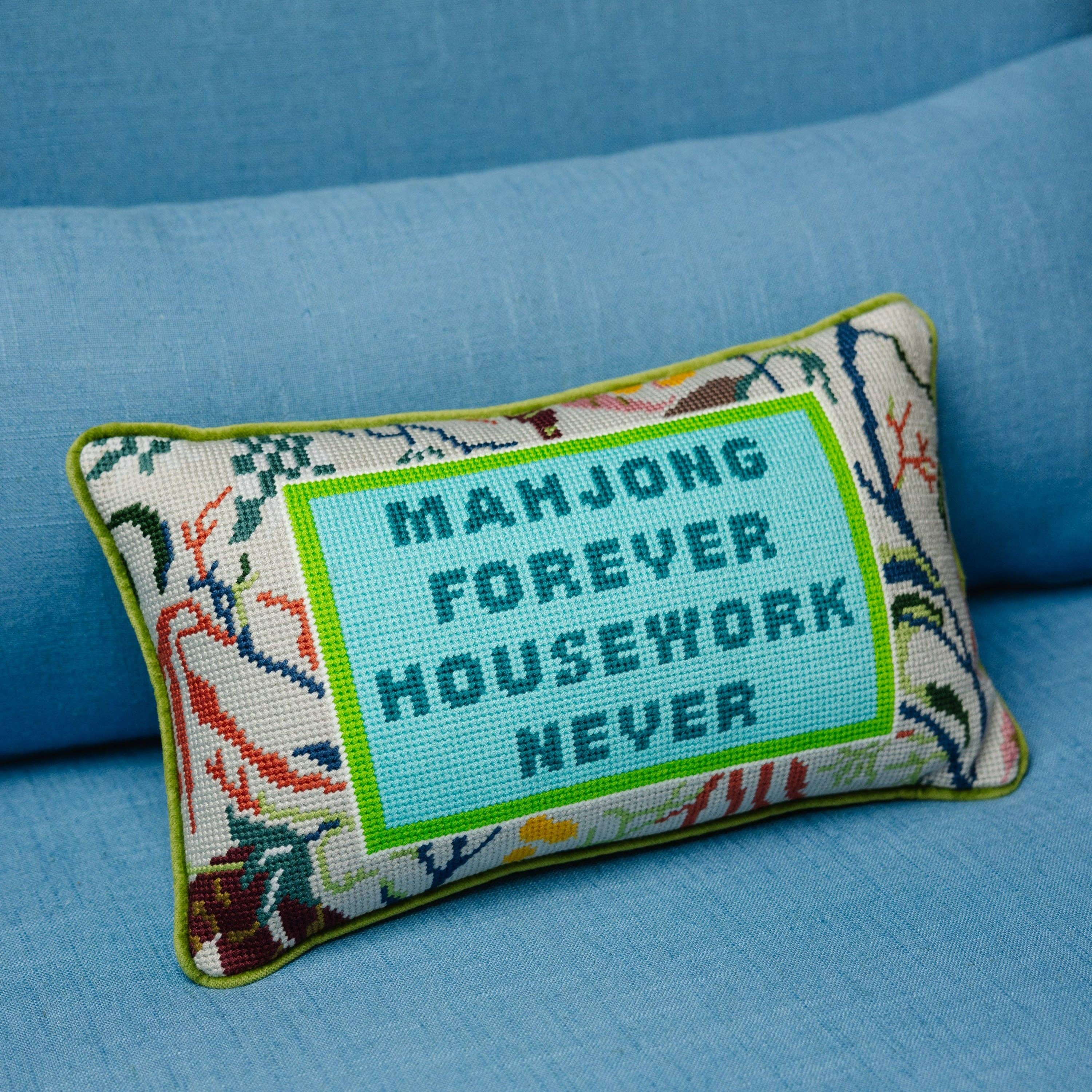 Mahjong Needlepoint Pillow | Gracewear Collection