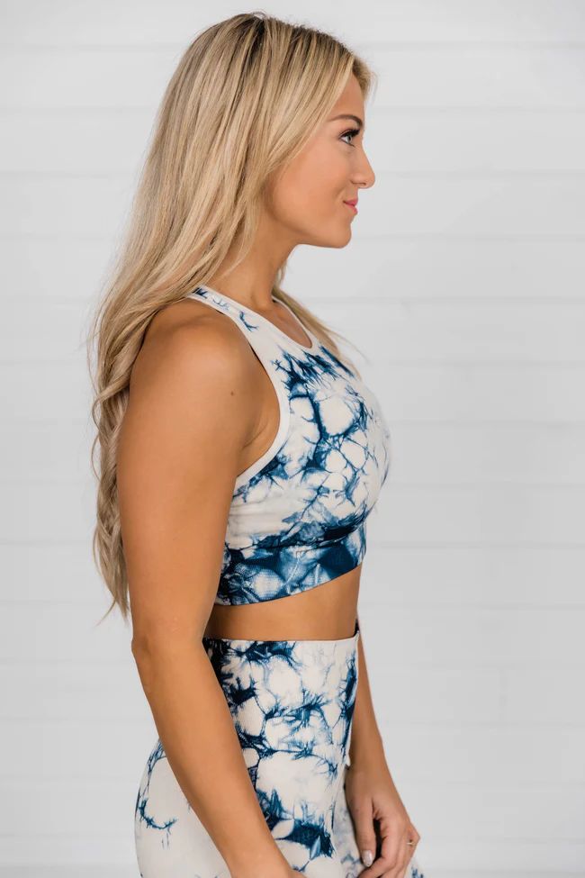 Jumping For Joy Tie Dye Navy Sports Bra | The Pink Lily Boutique