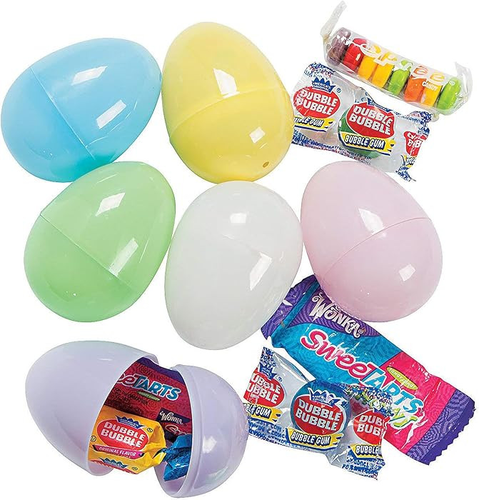 Fun Express Candy Filled Easter Eggs Bulk 24 Pack - Pre-Filled Plastic Easter Eggs with Chocolate... | Amazon (US)
