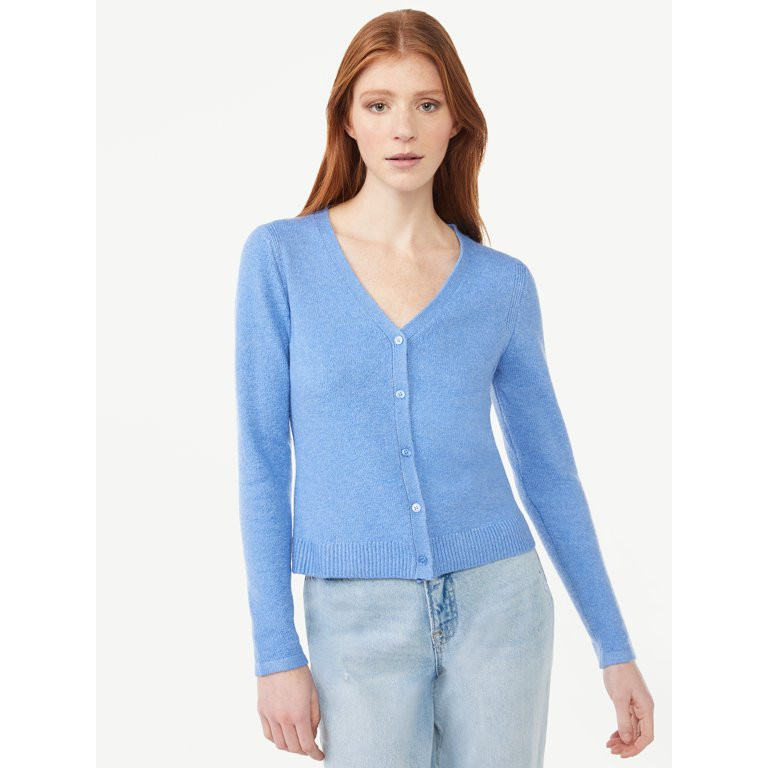 Free Assembly Women's V-Neck Cardigan Sweater, Lightweight | Walmart (US)