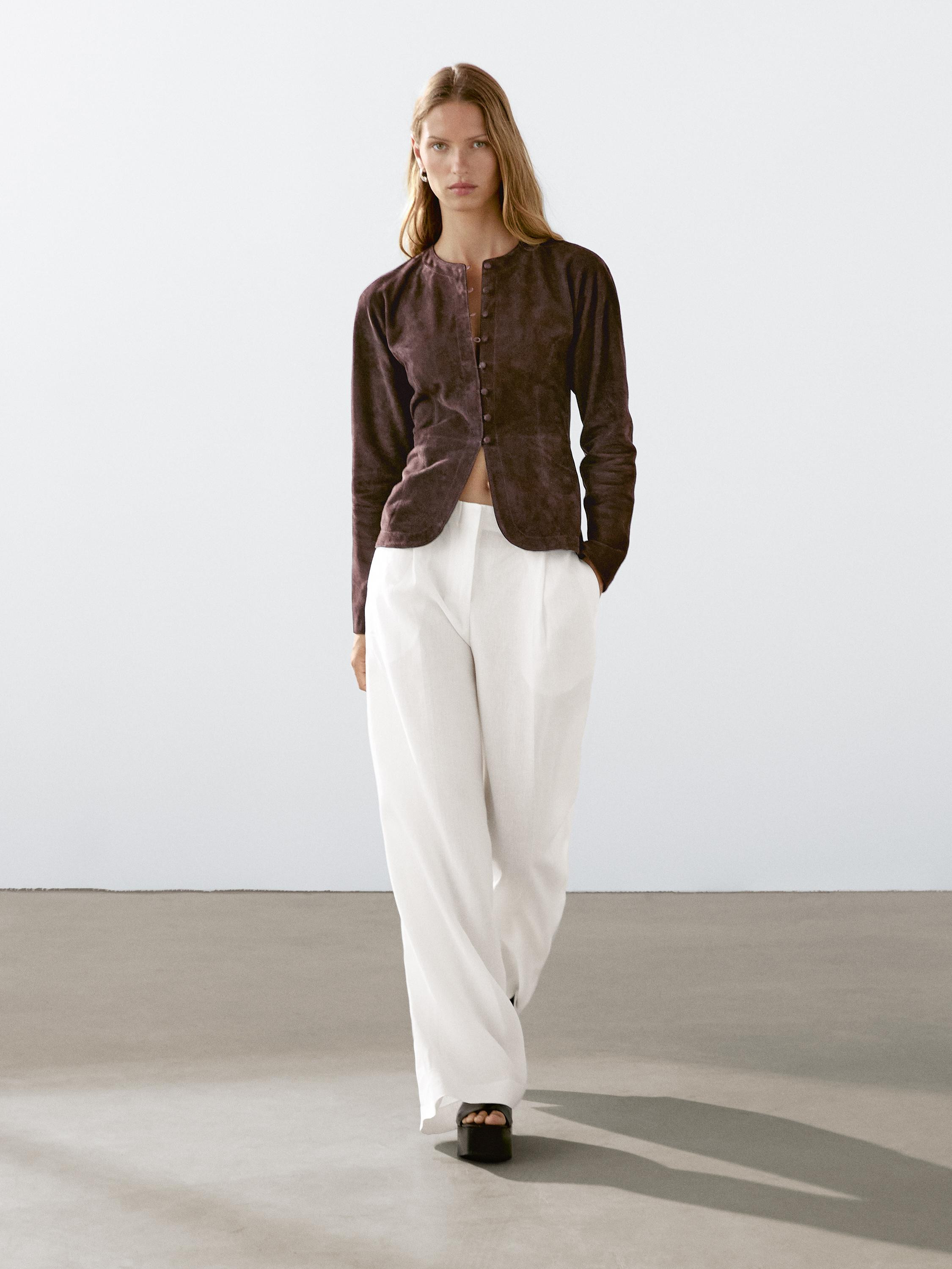 100% linen darted suit trousers | Massimo Dutti US