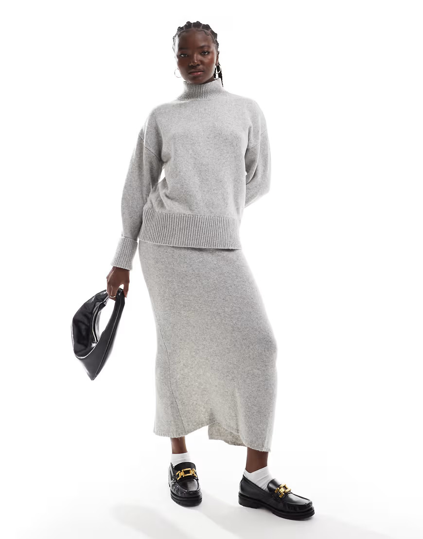 ASOS DESIGN knitted maxi skirt in mid gray - part of a set | ASOS (Global)