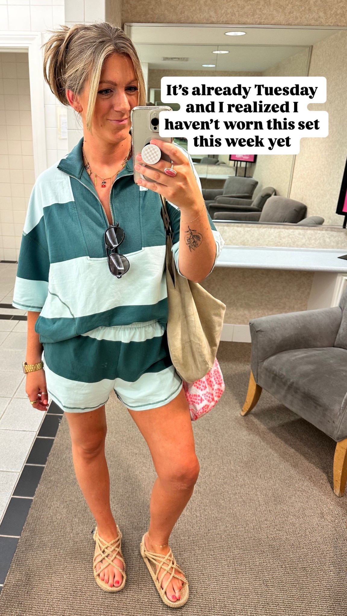 In a large but runs huge so definitely size down 

#LTKOver40 #LTKMidsize