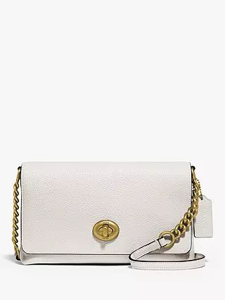 Coach Crosstown Turnlock Leather Cross Body Bag, Chalk | John Lewis (UK)