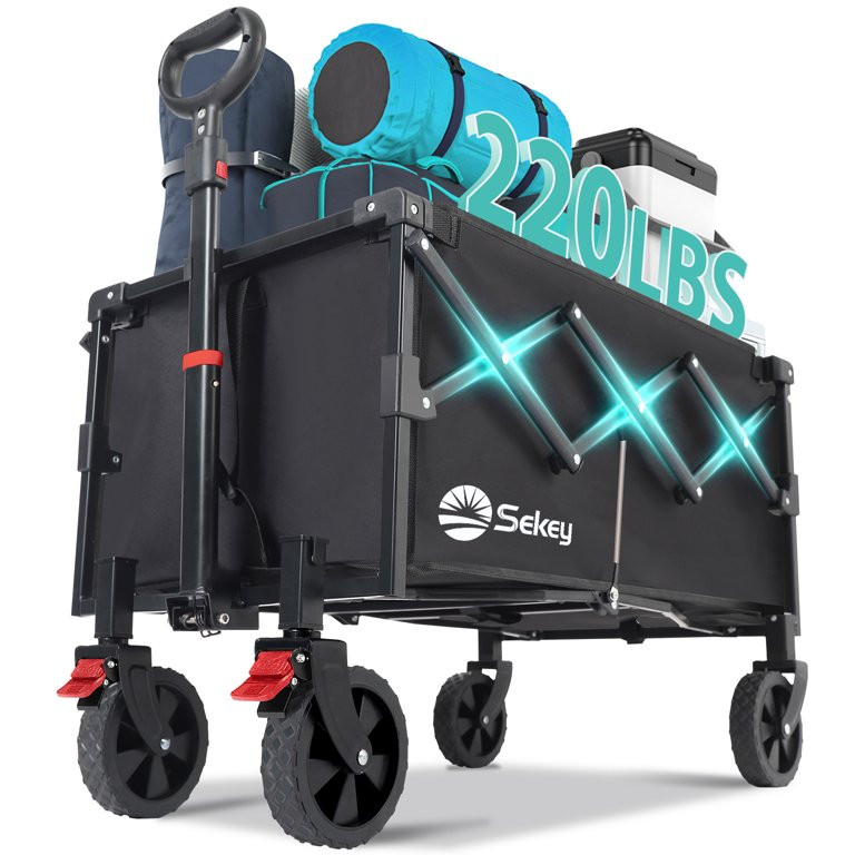 Sekey 220lbs Foldable Garden Wagon Cart, 120L Large Capacity Collapsible Lightweight Wagon, Foldi... | Walmart (US)