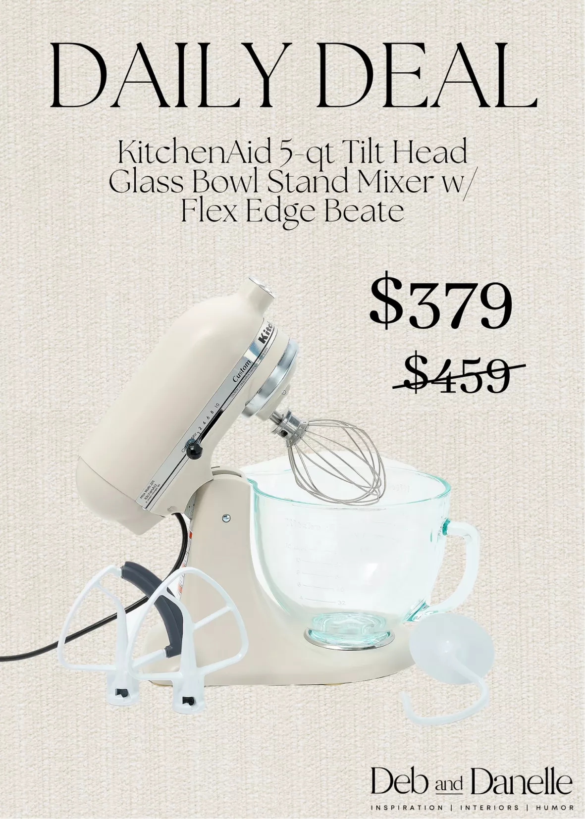 KitchenAid 5-qt Tilt Head Glass Bowl Stand Mixer w/ Flex Edge 