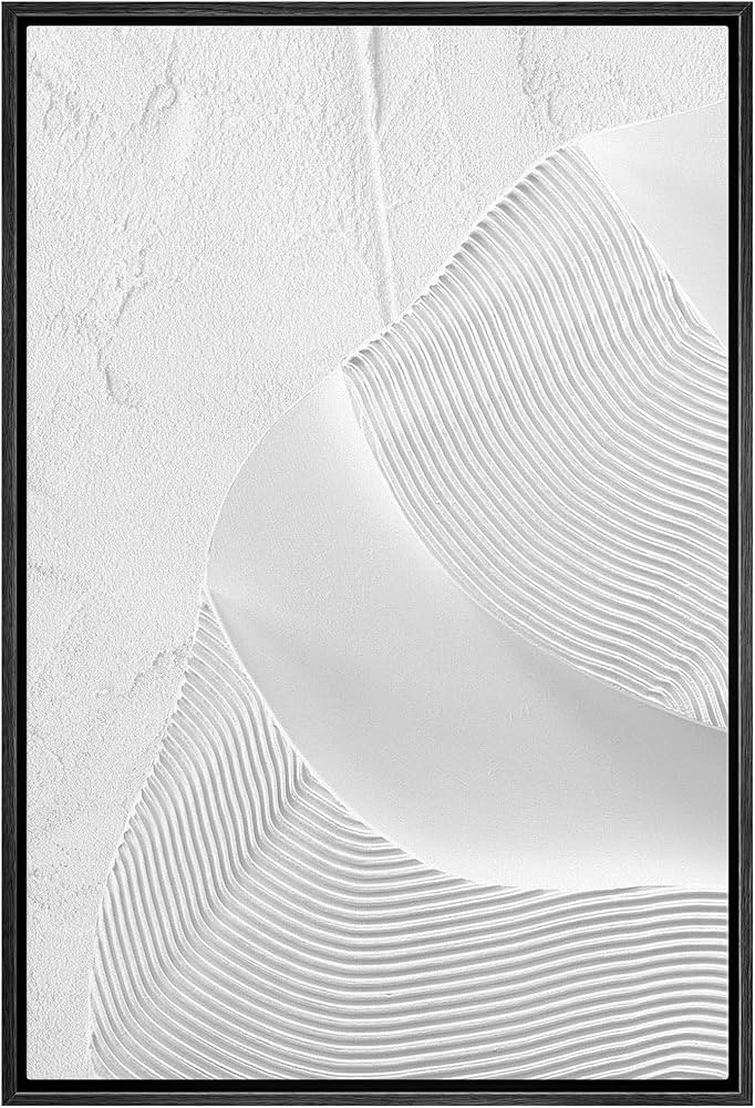 SIGNWIN Framed Canvas Print Wall Art Geometric White 3D Wave Landscape Abstract Shapes Illustrati... | Amazon (US)