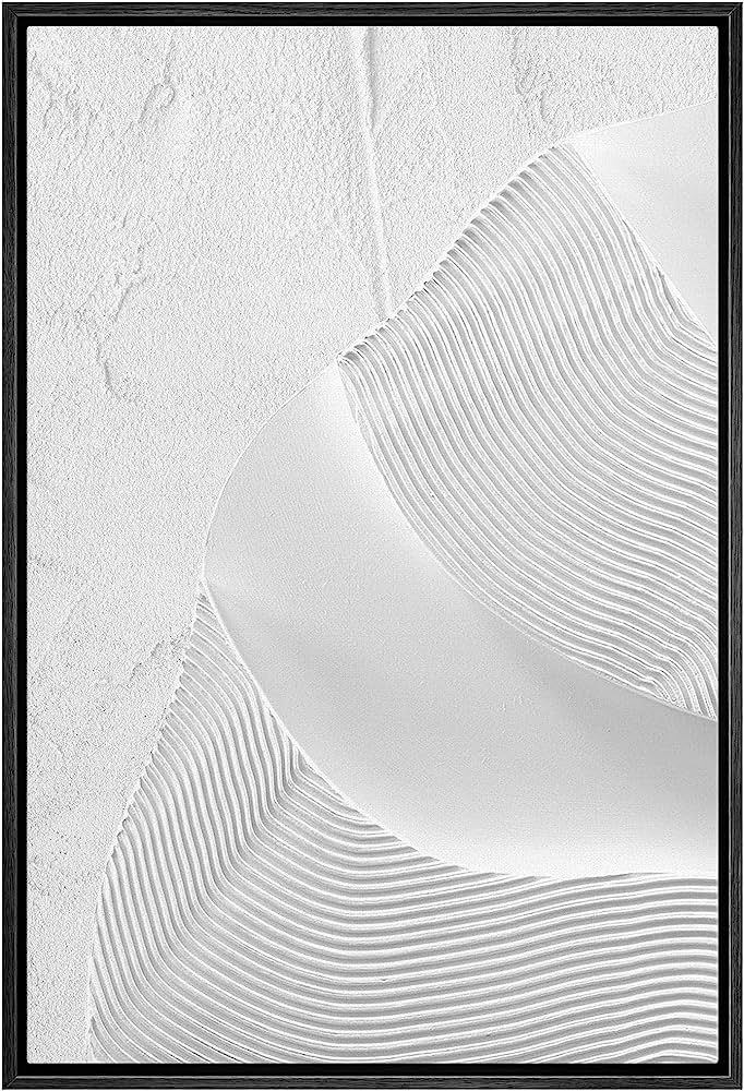 SIGNWIN Framed Canvas Print Wall Art Geometric White 3D Wave Landscape Abstract Shapes Illustrati... | Amazon (US)