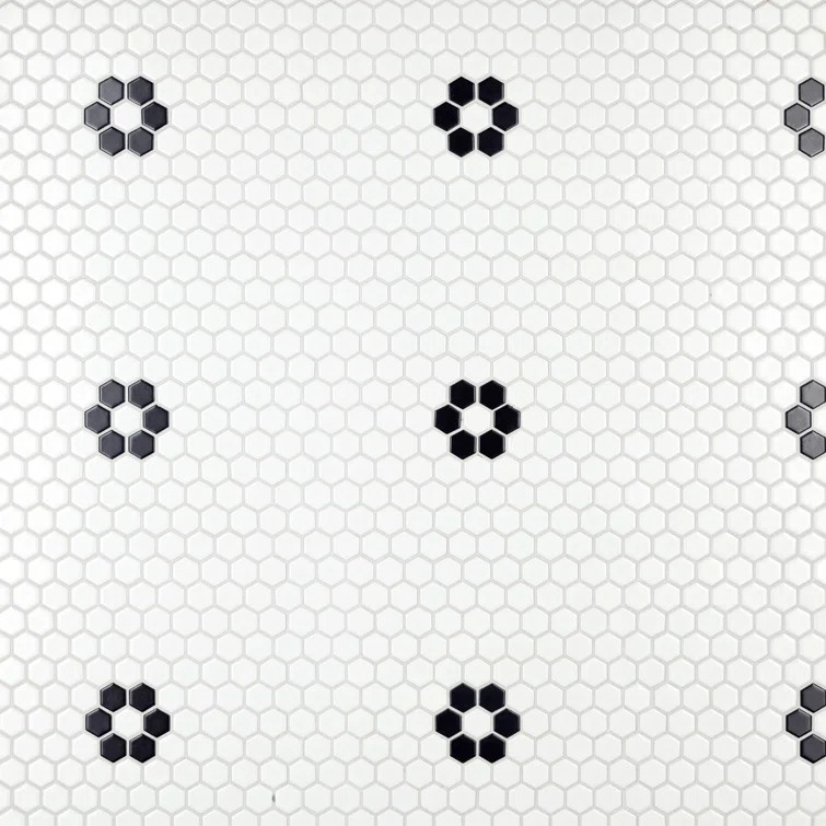 Metro 0.9" x 0.9" Hex Porcelain Honeycomb Mosaic Wall & Floor Tile | Perigold