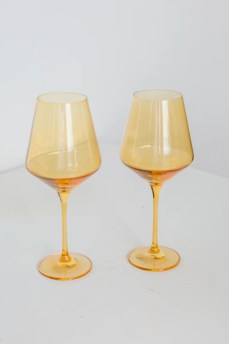 Estelle Colored Wine Stemware - Set of 2 {Yellow} | Estelle Colored Glass