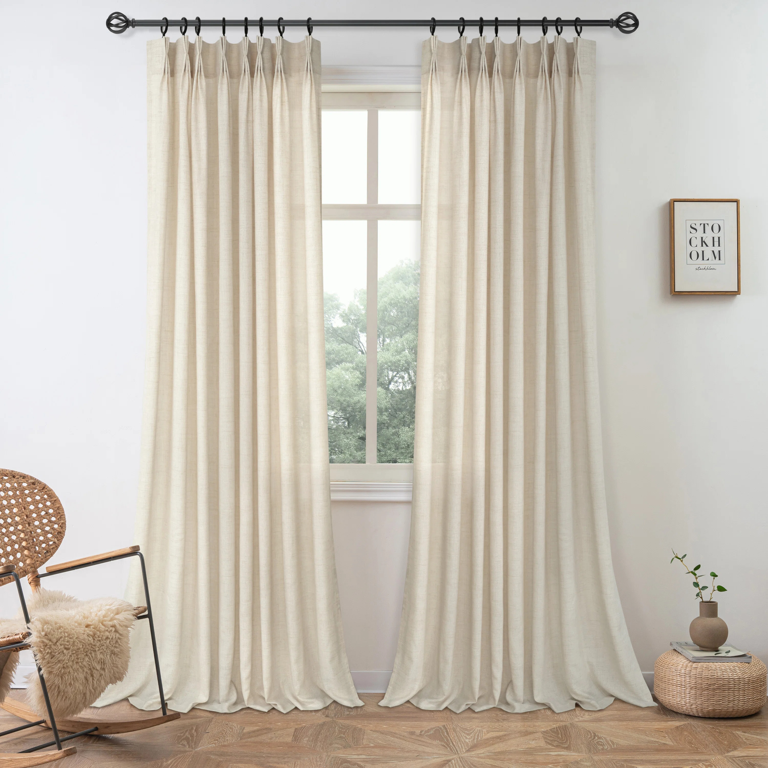 Schimmel Pinch Pleat Semi Sheer Solid Farmhouse And Modern Rustic Curtains For Living Room Bedroo... | Wayfair North America