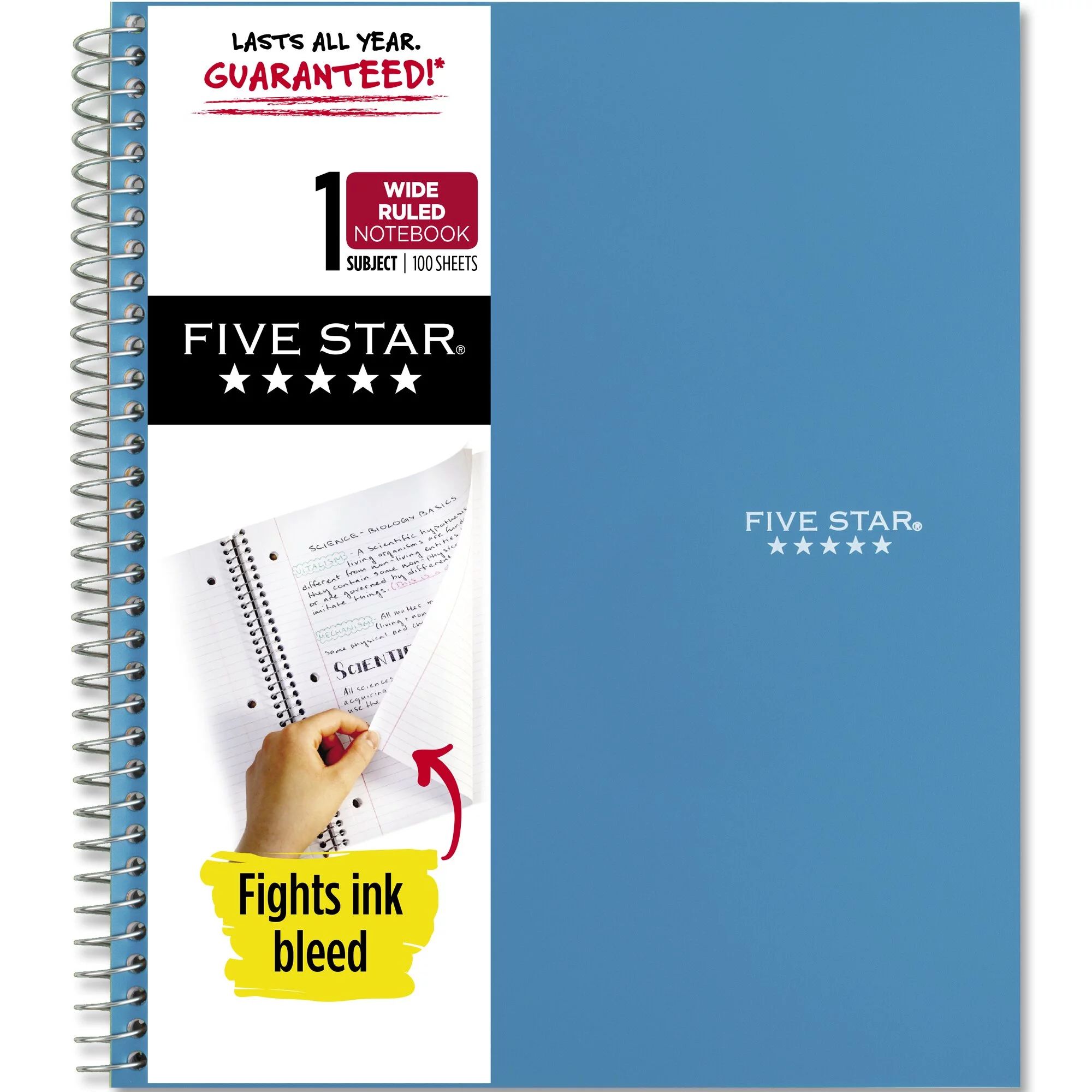 Five Star Wirebound Notebook, 1 Subject, Wide Ruled, Tidewater Blue (930010CG1-WMT) | Walmart (US)