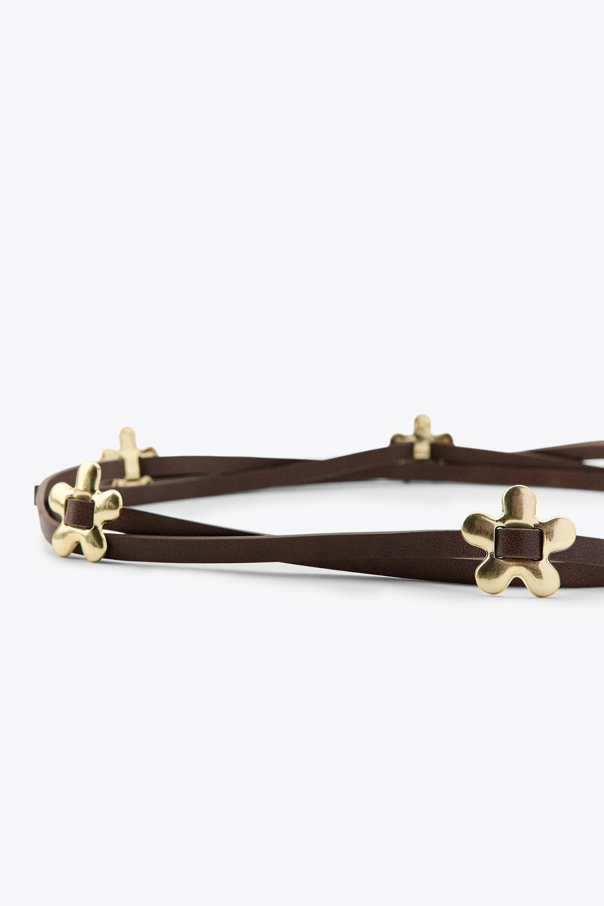 LEATHER CORD BELT WITH FLOWERS | Zara AU