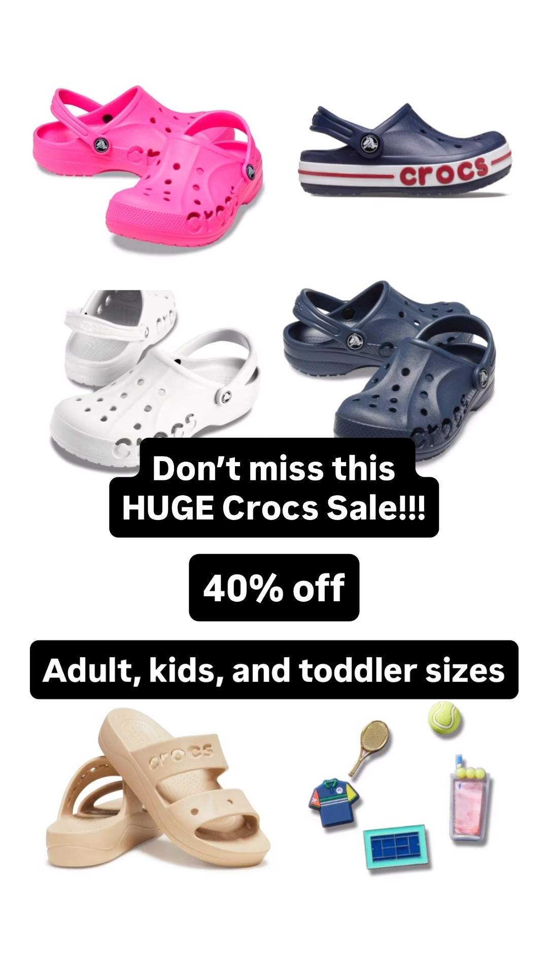 Crocs are on HUGE sale - today only! 40% off adult, kids, and toddler sizes (charms are also included in the sale!)

#LTKSaleAlert #LTKKids