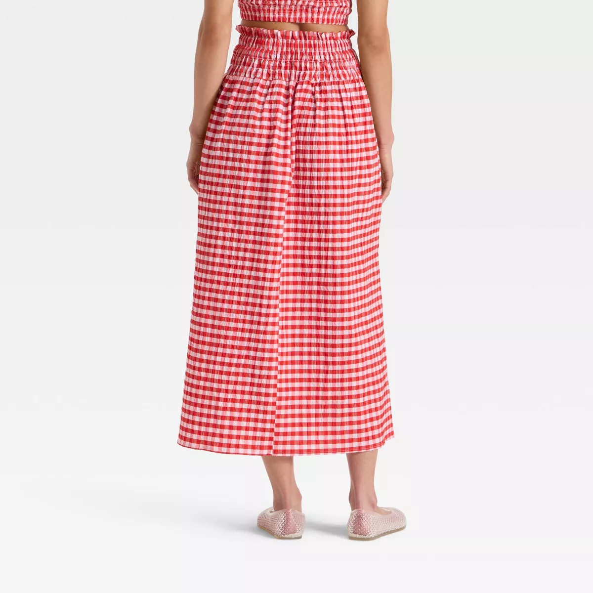 Women's Smocked Maxi A-Line Skirt - Universal Thread™ Red Gingham XS | Target