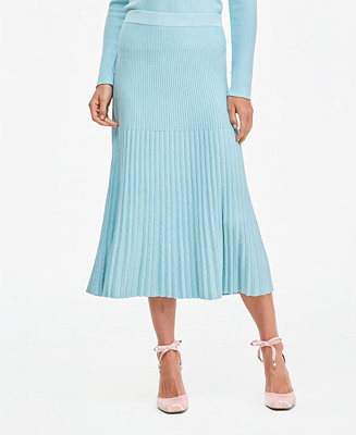 Women's Pleated Rib Midi Sweater Skirt | Macy's