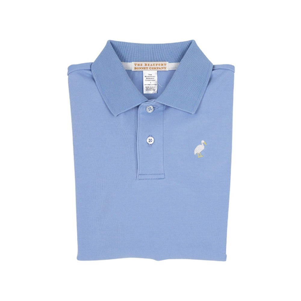Prim & Proper Polo & Onesie - Beale Street Blue with Multicolor Stork | The Beaufort Bonnet Company