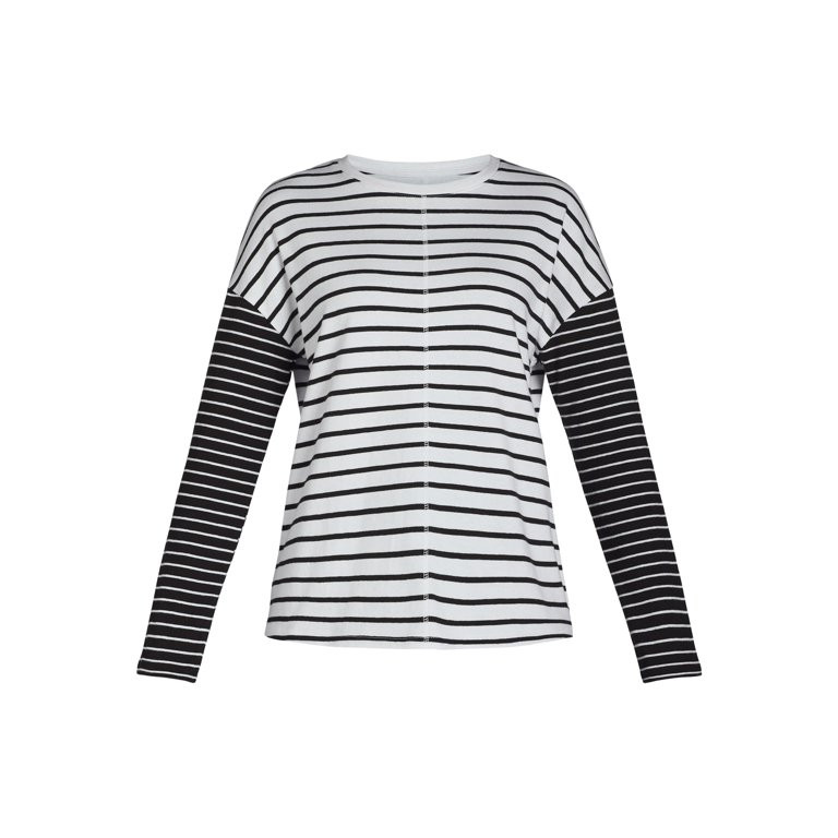 Time and Tru Women’s Oversized Cotton Pullover Tee with Long Sleeves, Sizes XS-XXXL - Walmart.c... | Walmart (US)