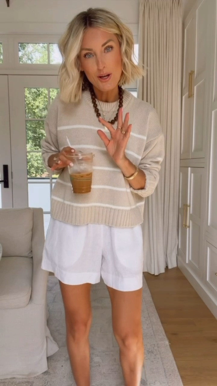 This is such a versatile sweater! You will pull for this so many times. It's a great neutral that will go with anything! Wearing S!

Loverly Grey, quince, neutral sweater, striped sweater, linen shorts 

 #LTKSeasonal