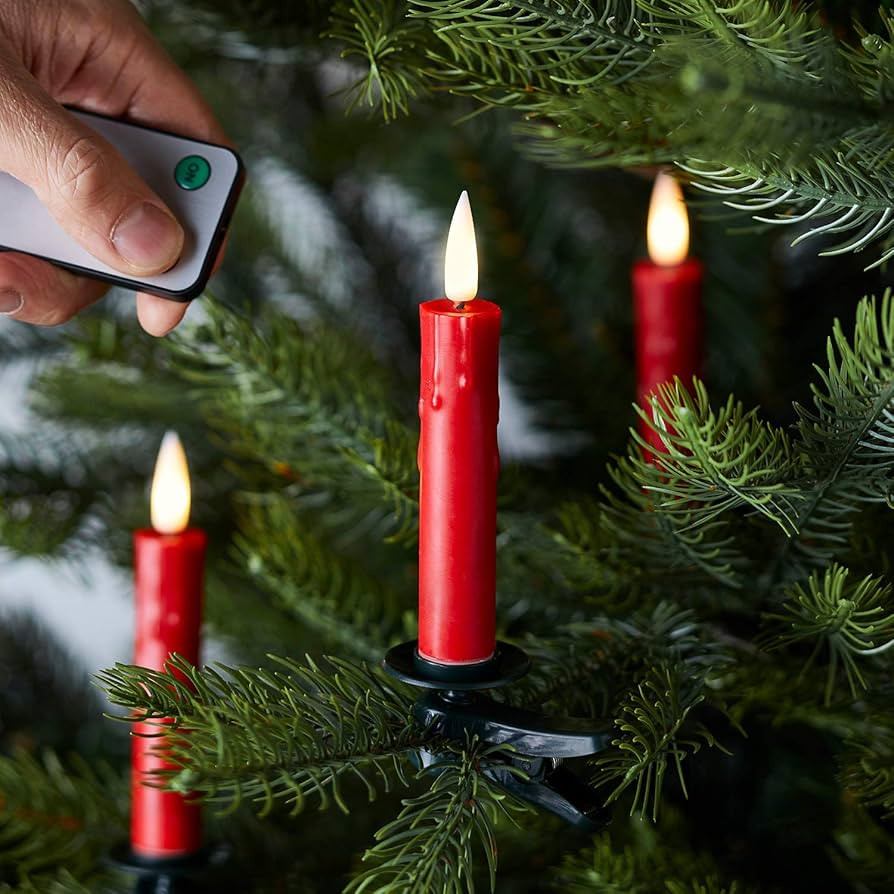 Lights4fun, Inc. 20 PCS Christmas TruGlow Red Wax Flickering Flameless Christmas Tree Candles Bat... | Amazon (US)