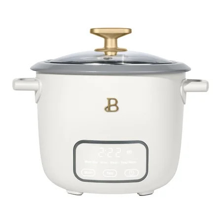 Beautiful 6-Cup Cooked, 3-Cup Uncooked Digital Electric Rice and Grain Cooker with Glass Lid, White Icing by Drew Barrymore | Walmart (US)