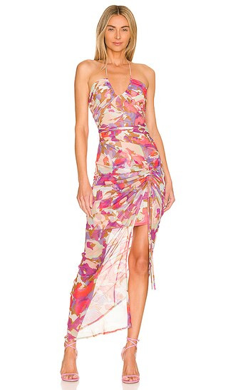 Maeve Halter Midi Dress in Abstract Floral | Revolve Clothing (Global)